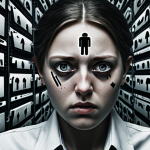 **Prompt 1:** "Hidden cost of free online services. A person is overwhelmed by targeted ads and data collection symbols. Emphasis on privacy concerns and losing control. Dark, dystopian tone. Digital art."